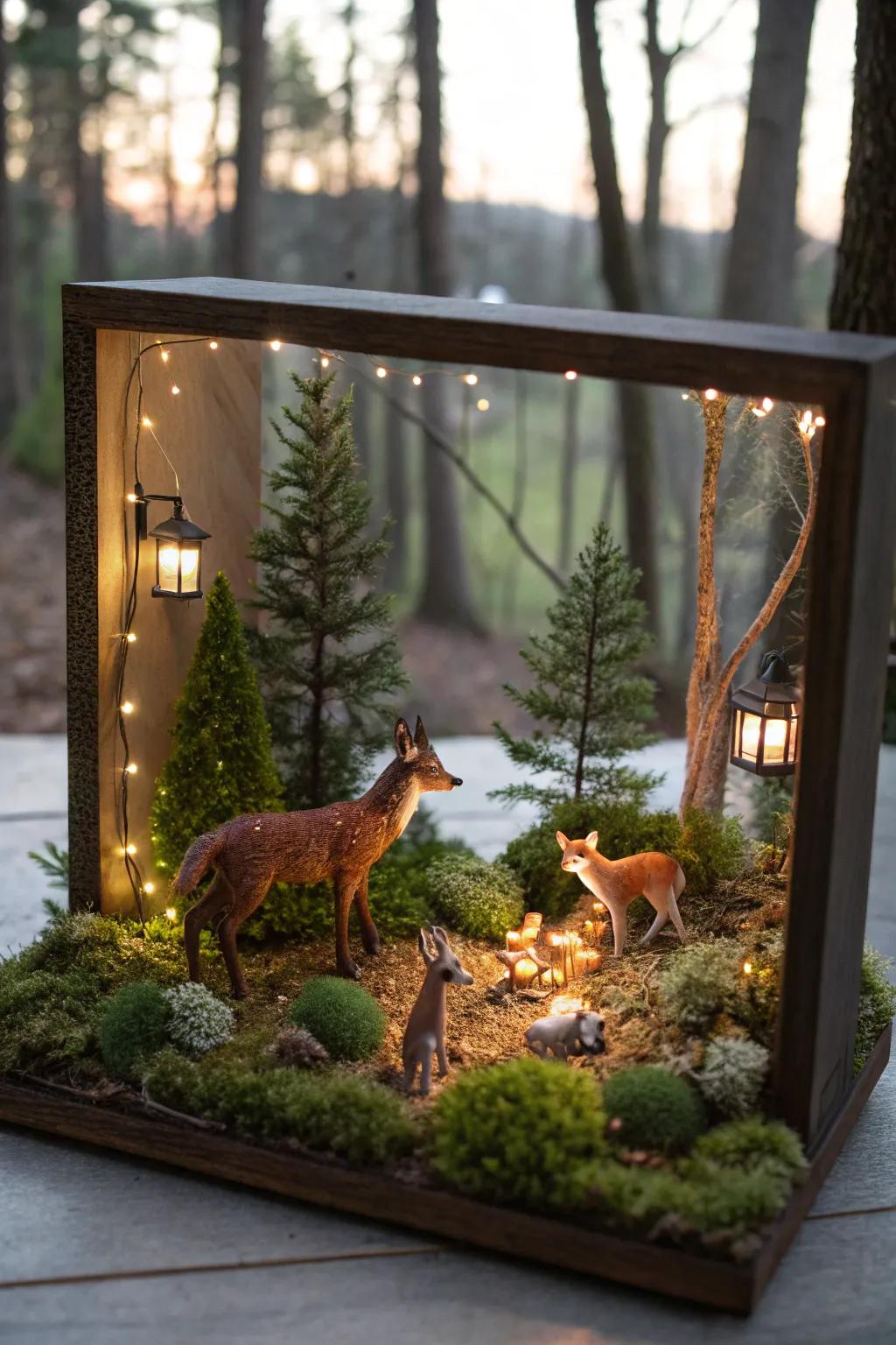 A charming woodland creature shadow box