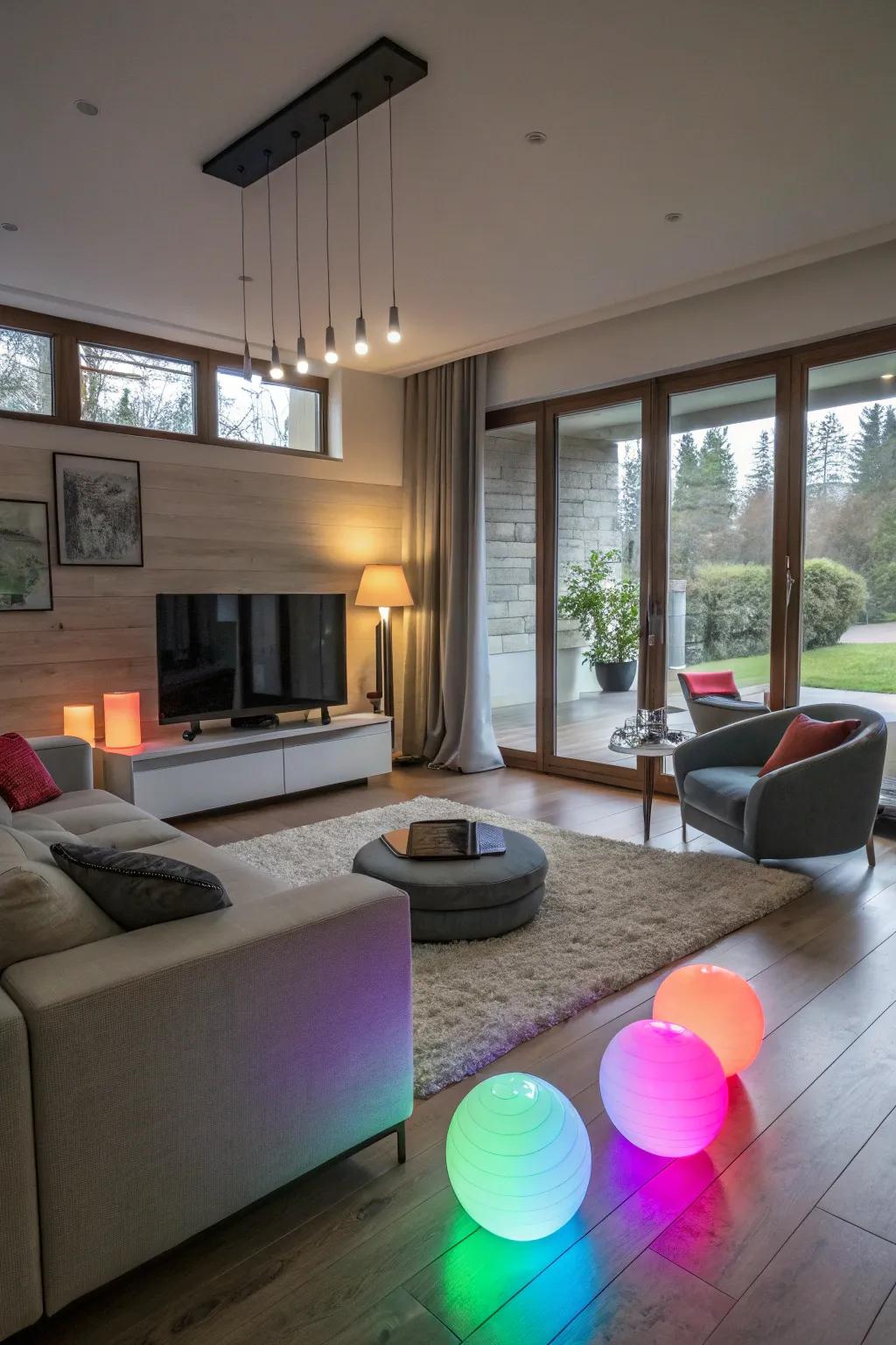 Hued lighting injects a distinctive and lively element into your home.
