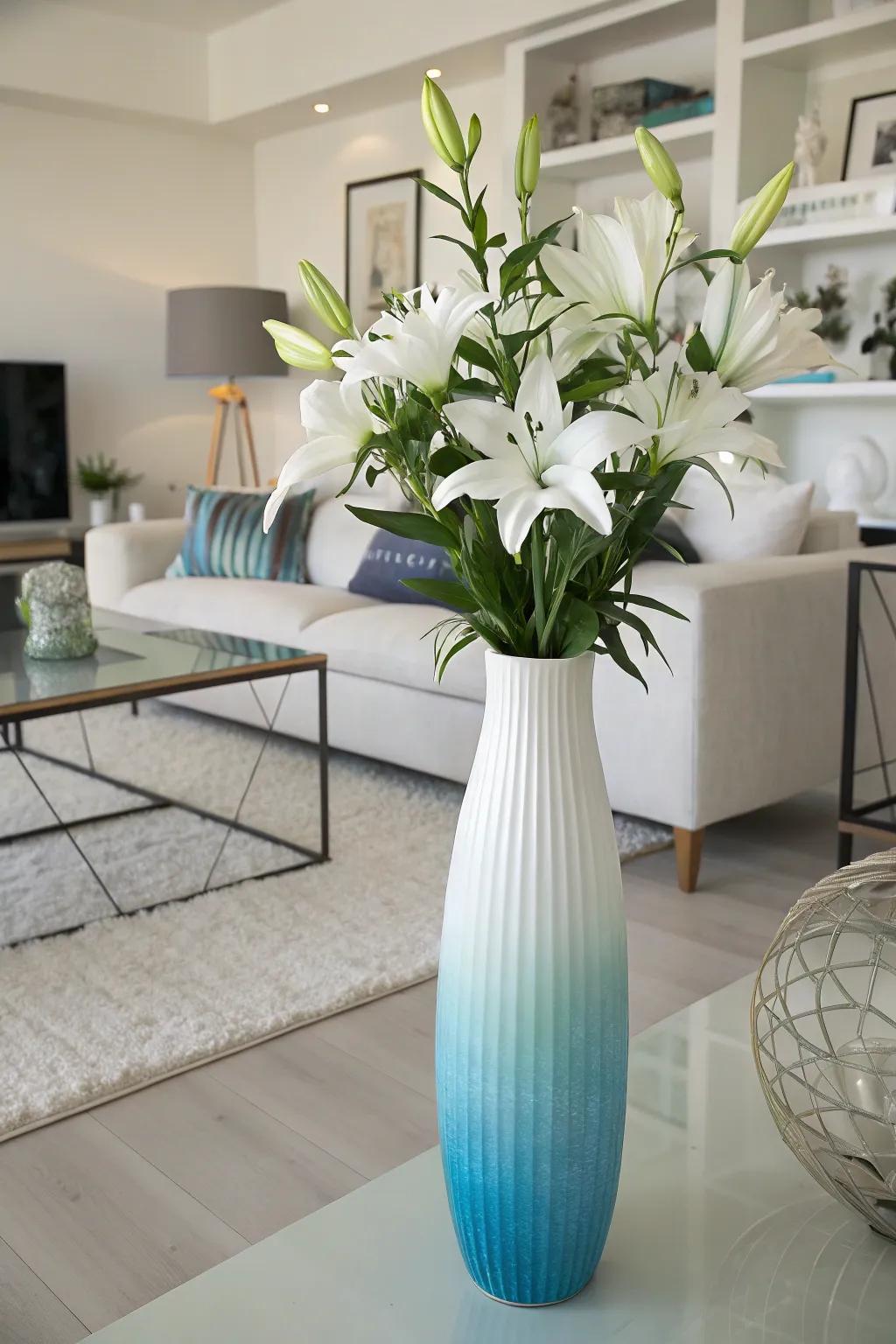Fade effects on a vase create a remarkable visual display as shades flow effortlessly.