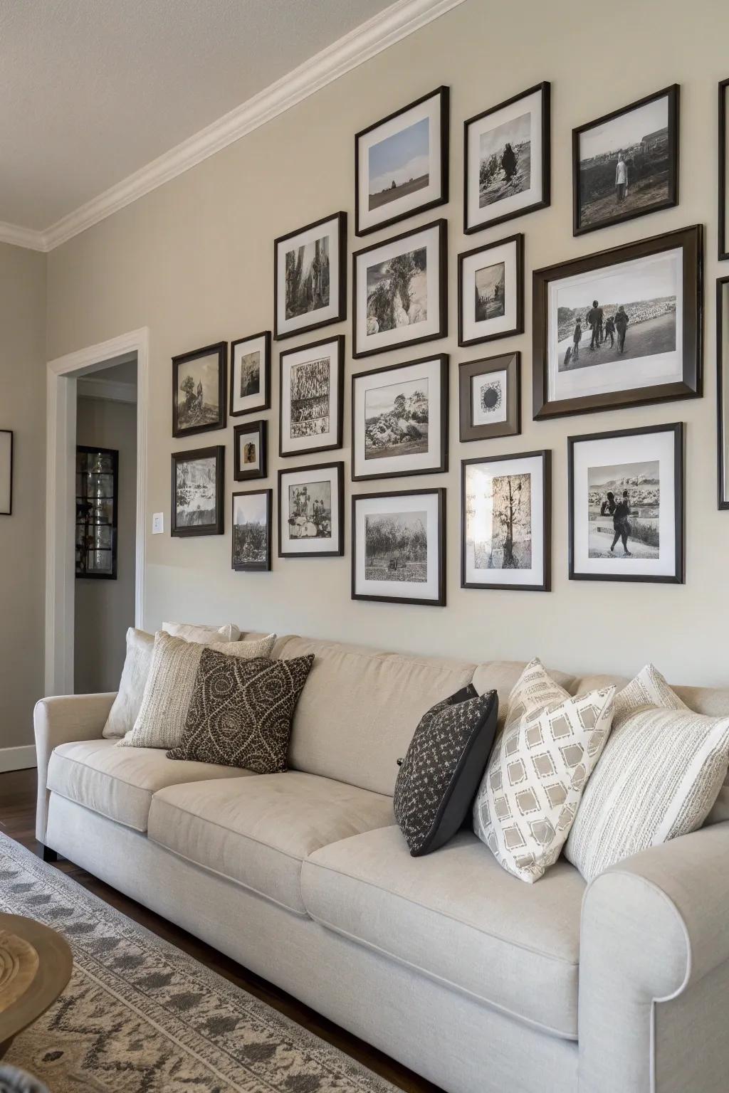 Establish a classic ambiance through the use of a monochrome theme for your wall.