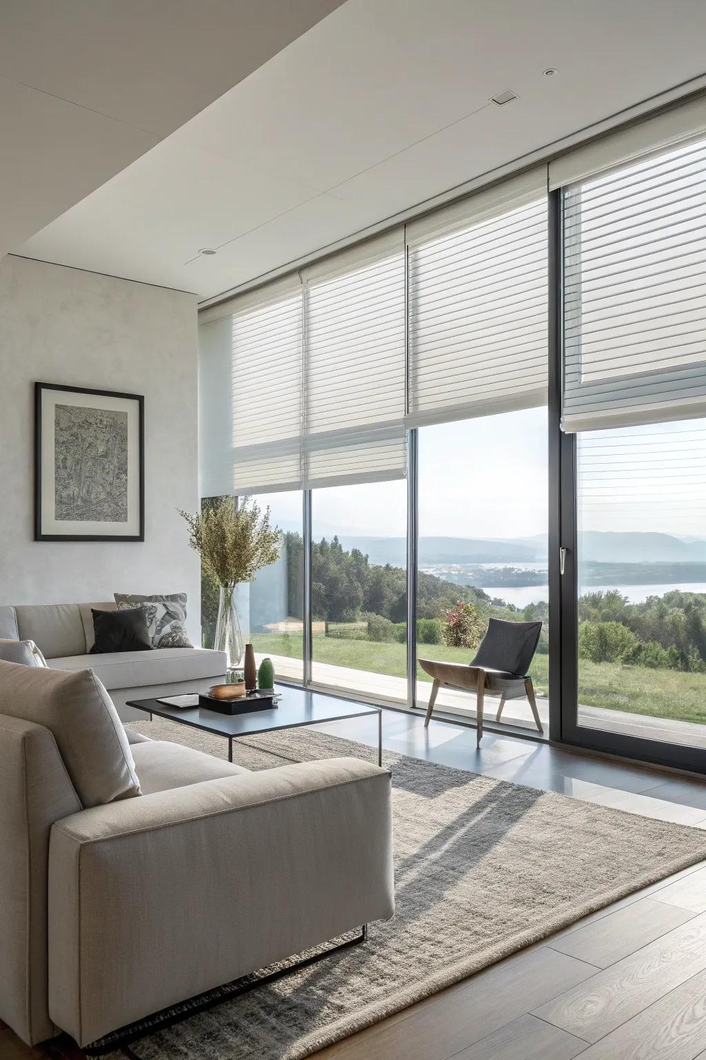 Realize a sleek aesthetic through simplistic shades for your windows.