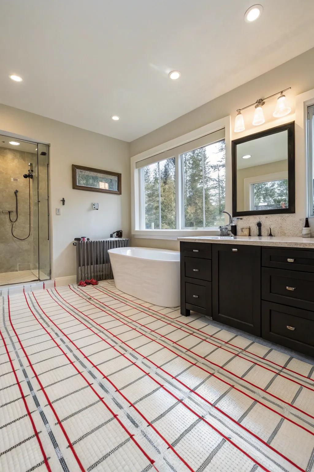 Warm floors provide comfort and luxury.