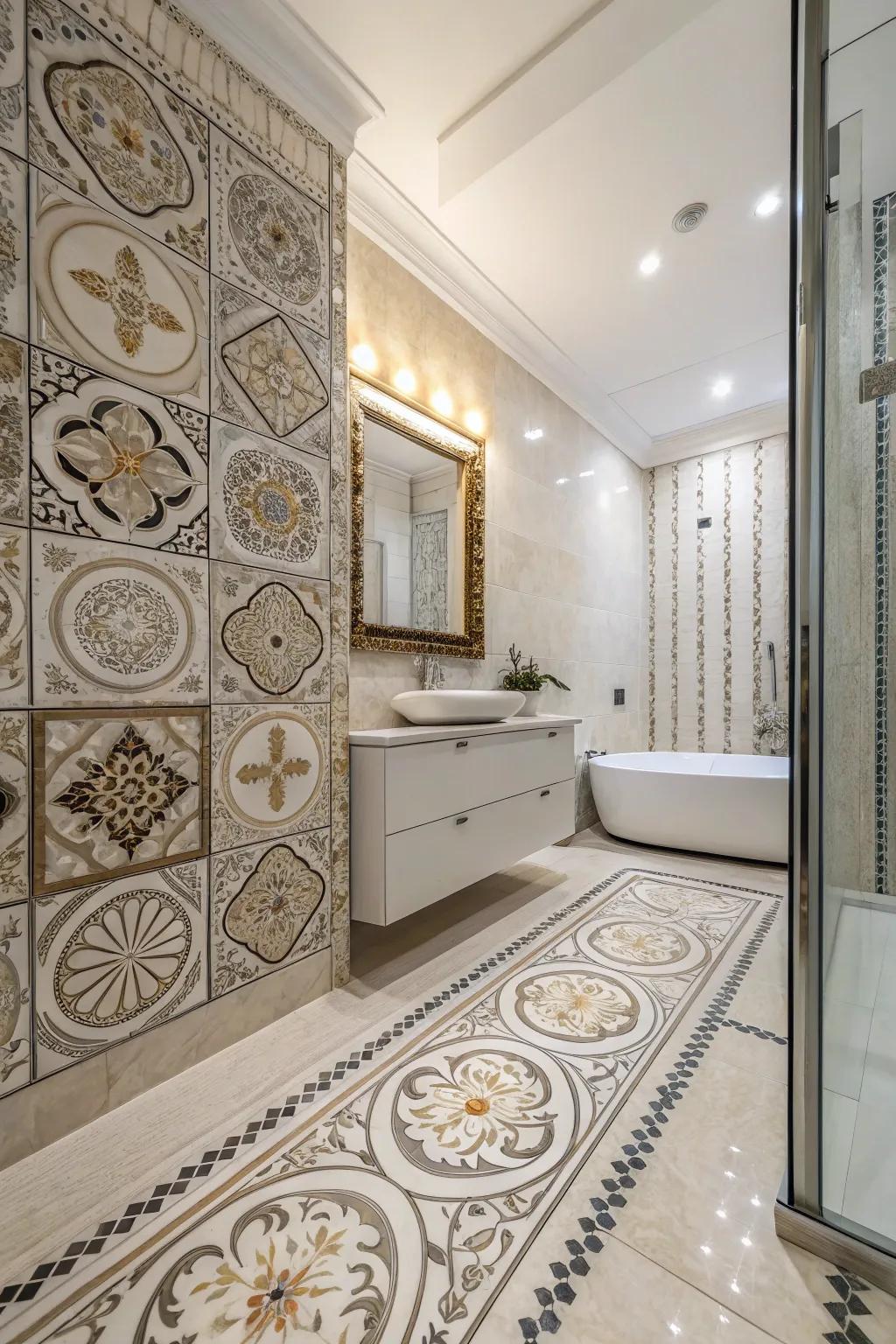 Patterned stone-style polished stoneware adds distinctive flair and individual expression.