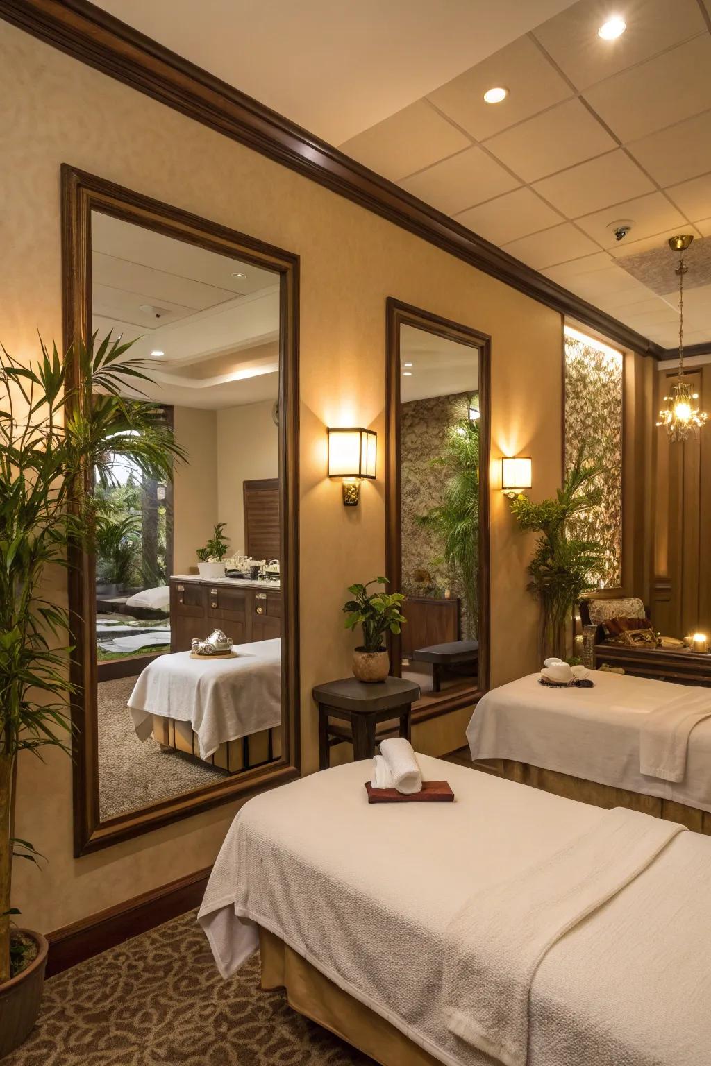 Mirrors create the illusion of a larger, more open space.