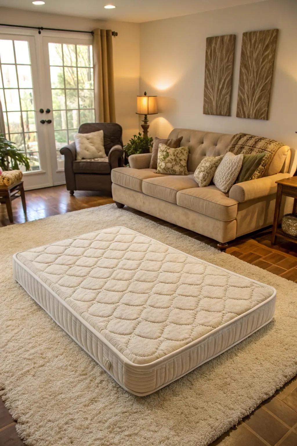 Define your zone and add warmth with a cozy rug.