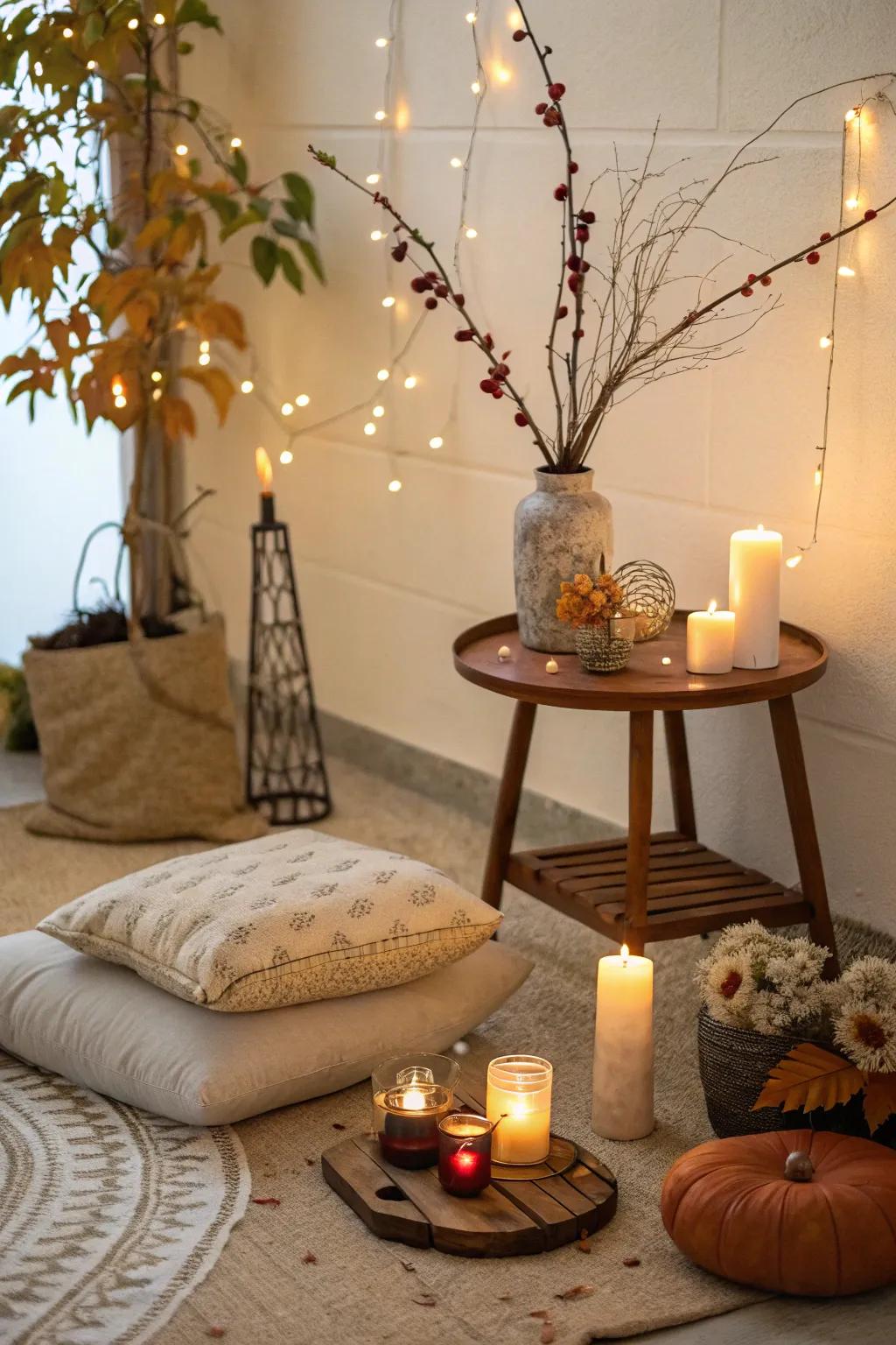Embrace the turning seasons with adaptable meditation decor.