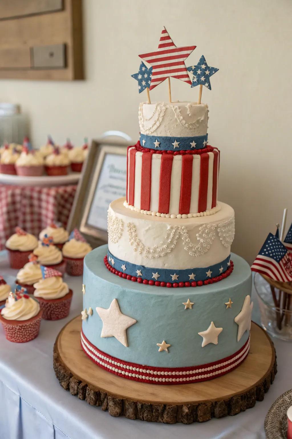 A vintage Americana cake that evokes nostalgia with its classic design.
