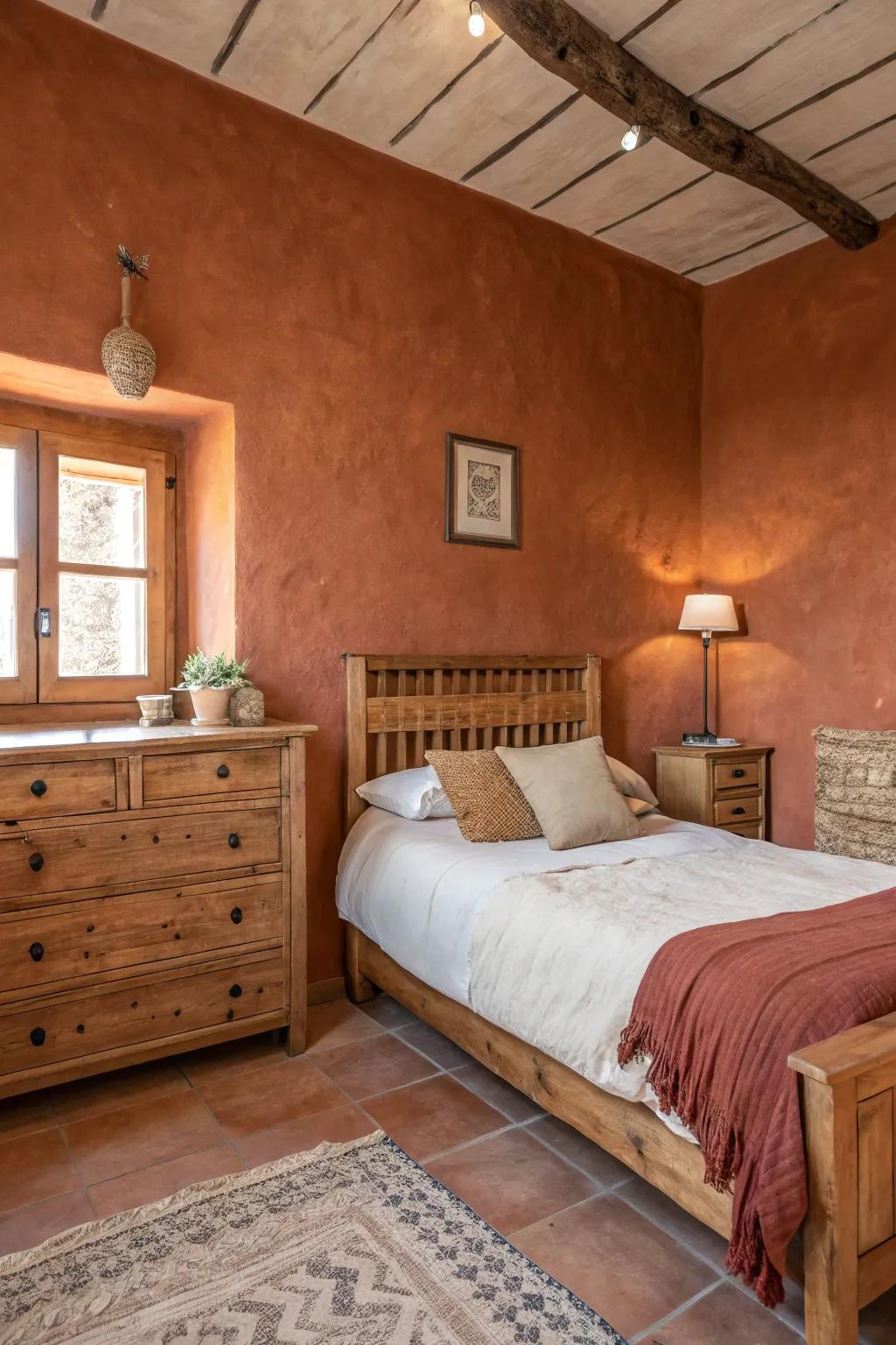 Earth tones and timber forge a country, cozy charm.