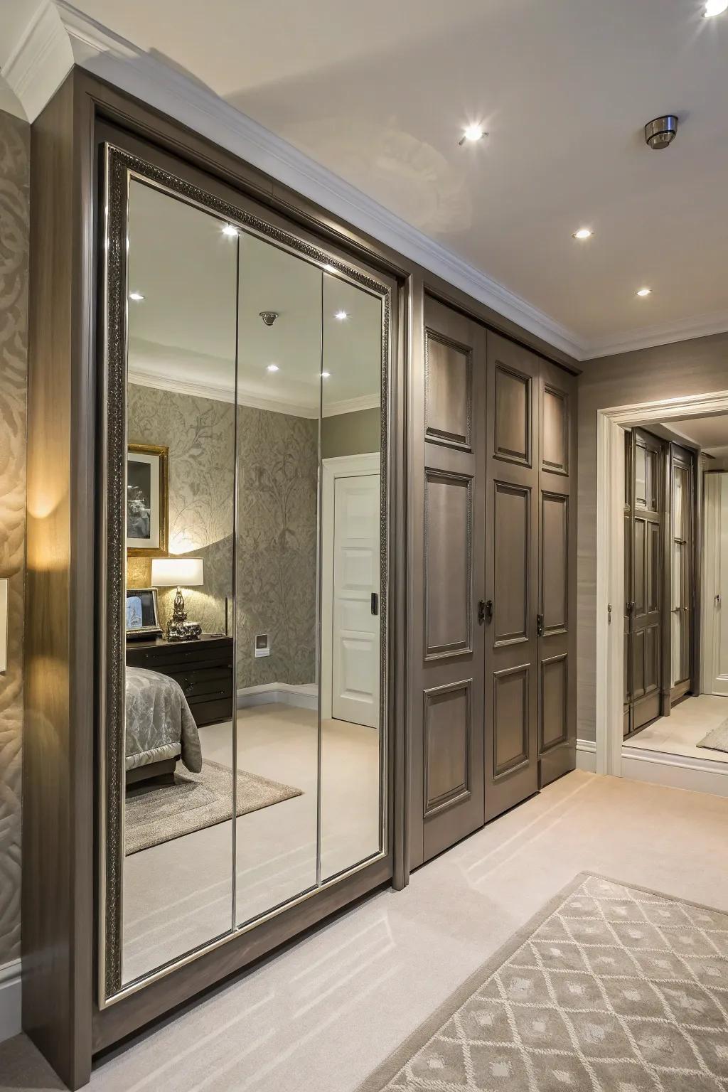 Establish a bold aesthetic with mirrored statement walls.
