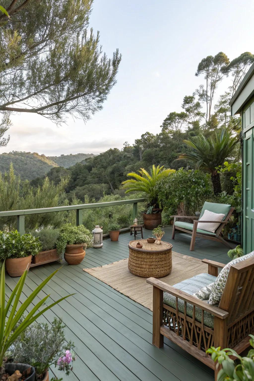 Meadow green creates a seamless garden extension.