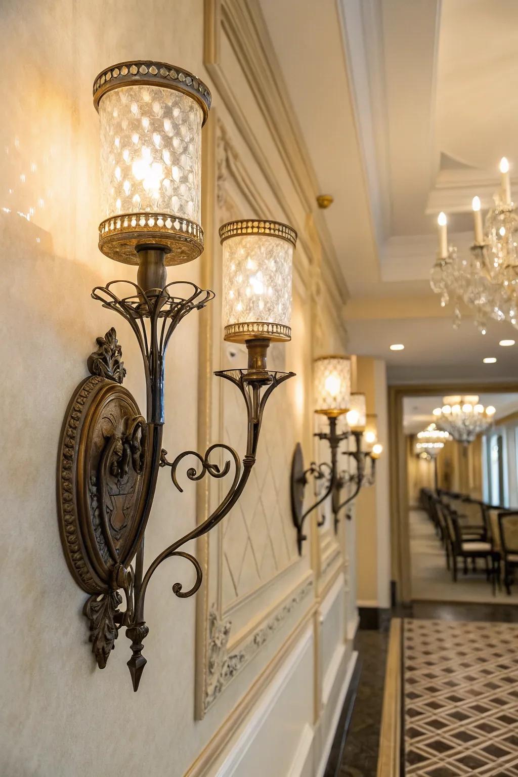 Mixed-material sconces add depth and interest to your decor.