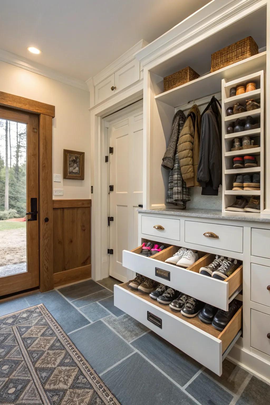 Innovative storage solutions for shoes.