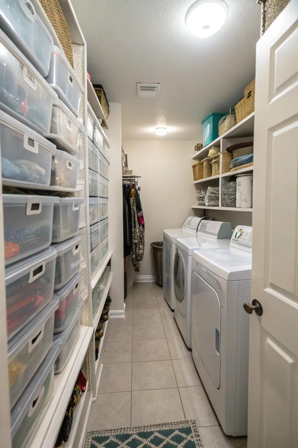 See-through containers keep your supplies neatly arranged and stylishly on display.