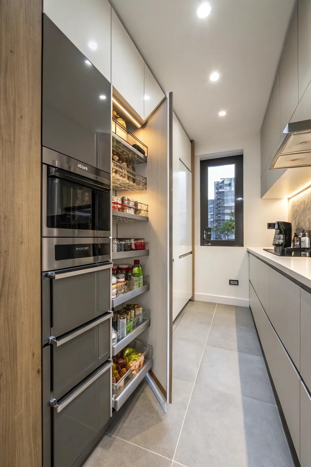 Hidden storage maintains a clean and organized kitchen.