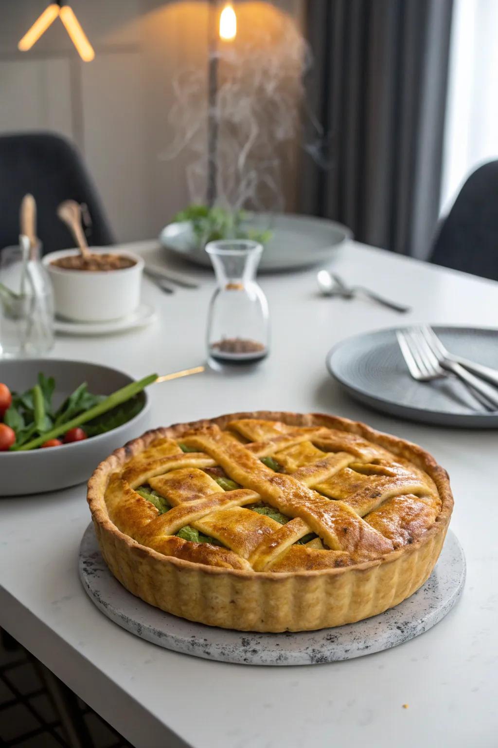 Curried veggie pot pie: A zestful and delicious primary course.