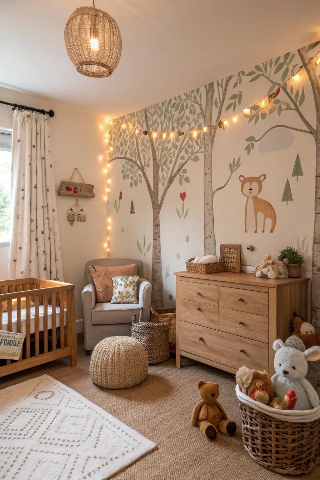 Woodland creatures add charm and a touch of wild.