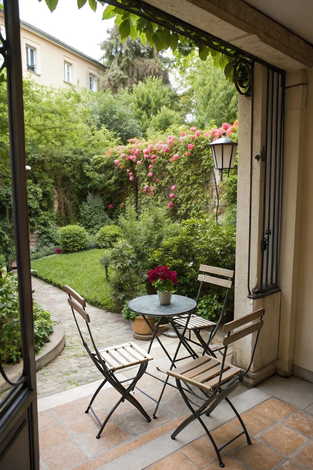 Folding furnishings maximize space while maintaining design.
