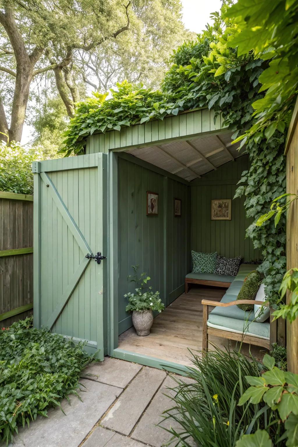 Green walls offering privacy in a garden room.