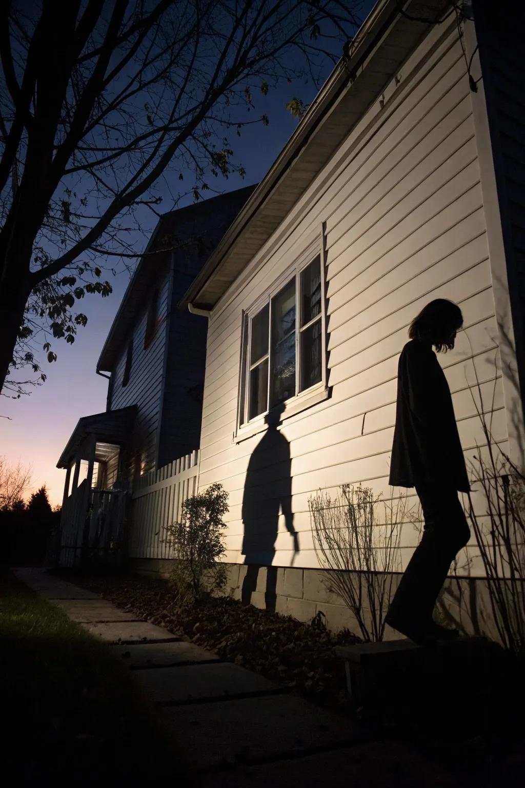 Sinister outlines projecting haunting shadows in the night.