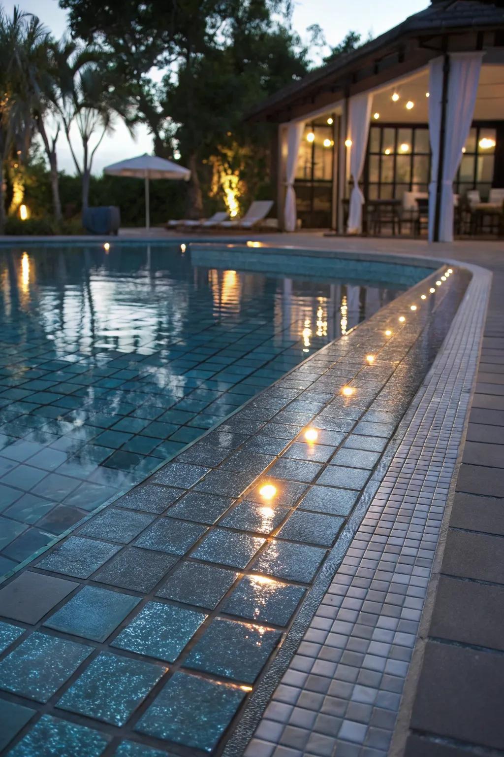 Reflective surfaces enhance the lighting, creating a more luminous ambiance.