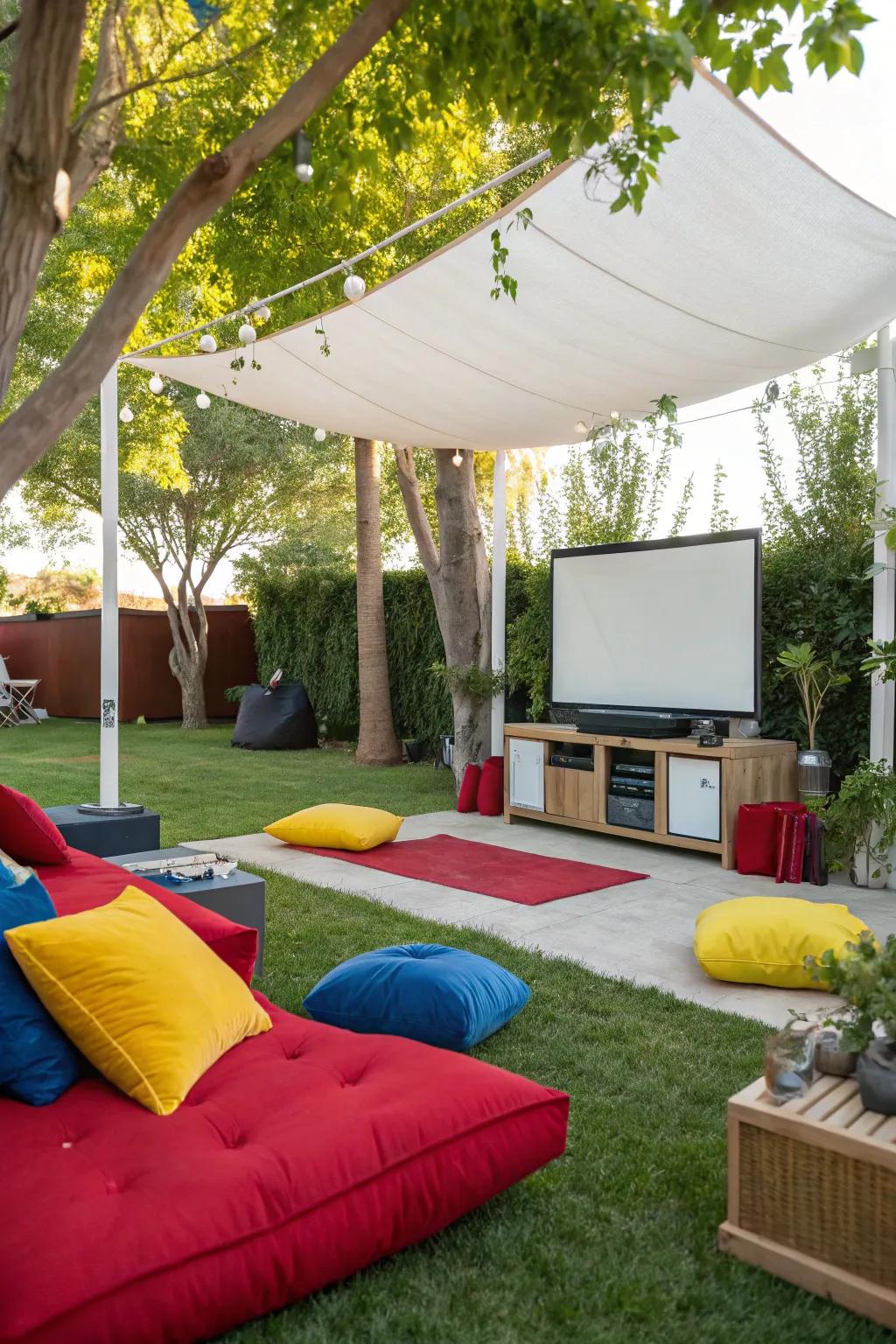 Bold colors incorporate vibrancy and personality to your outdoor TV setup.