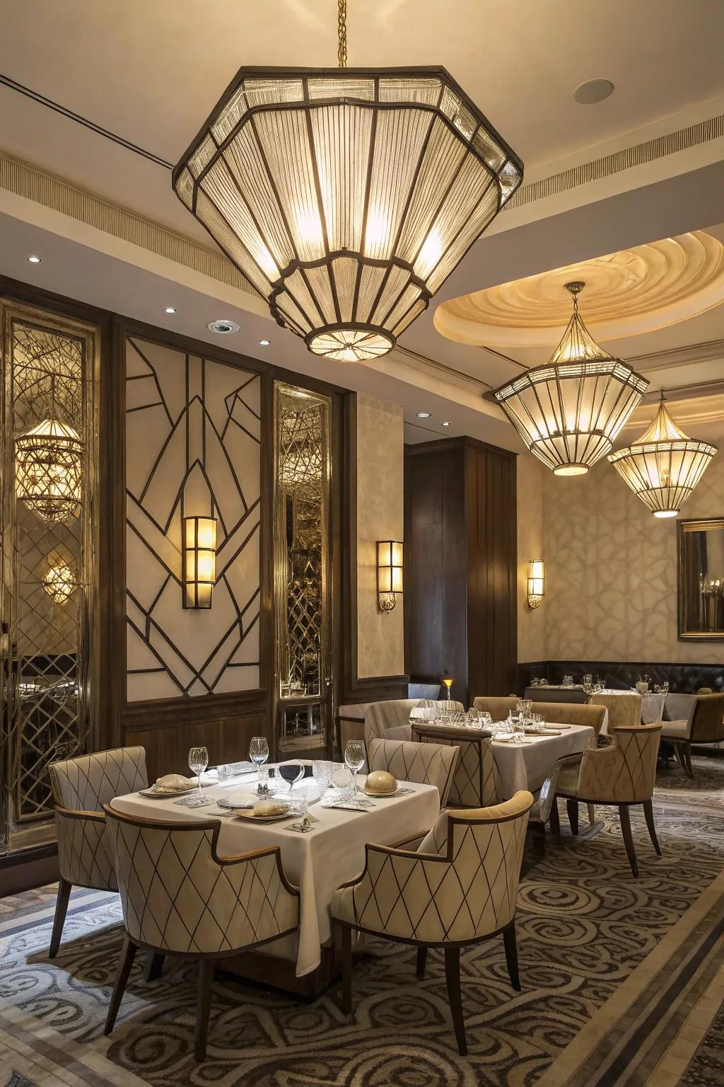 'Deco' Art Deco lighting provides a touch of drama and beauty.