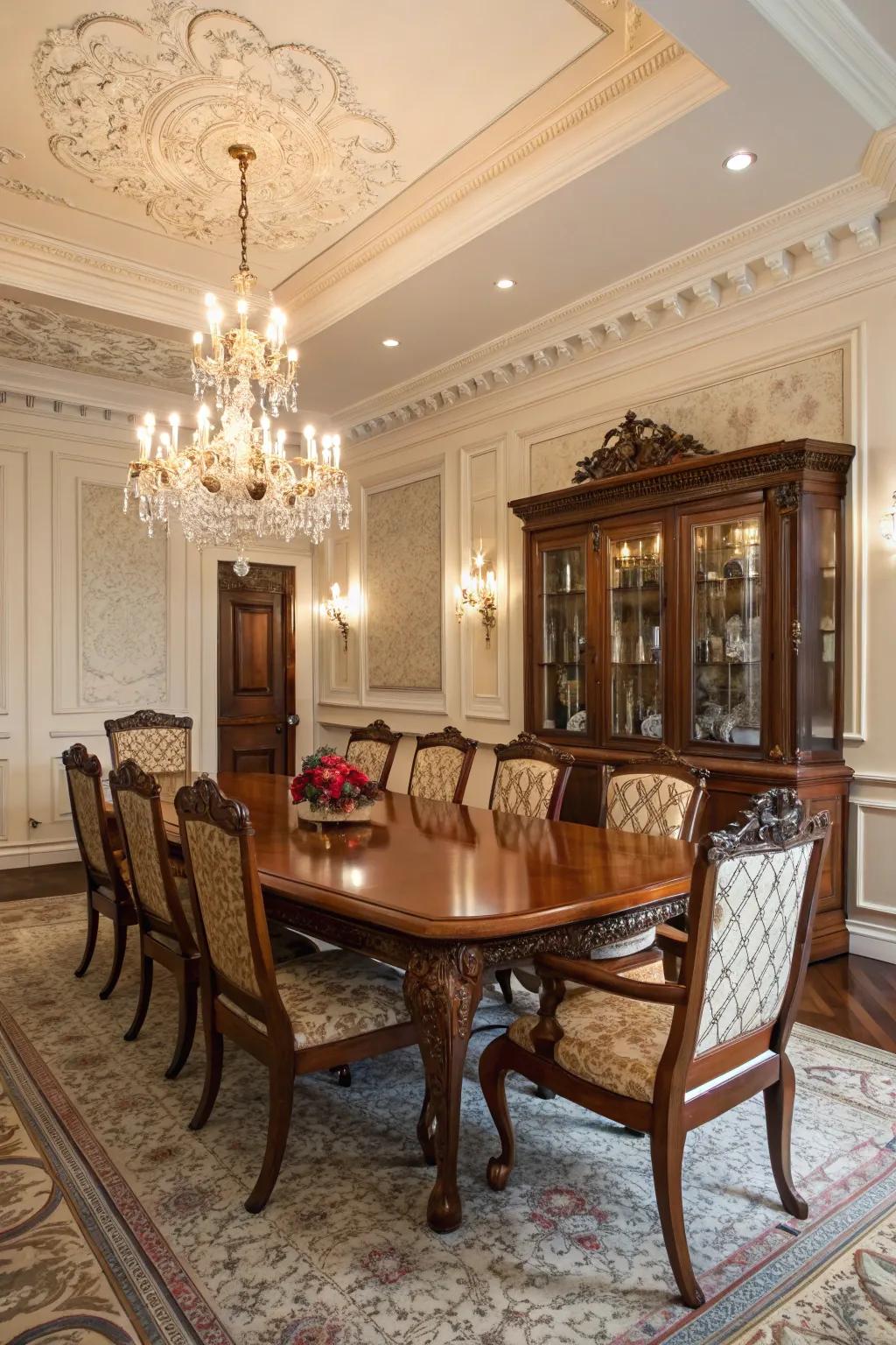 Rich mahogany paint adds traditional elegance to your table.