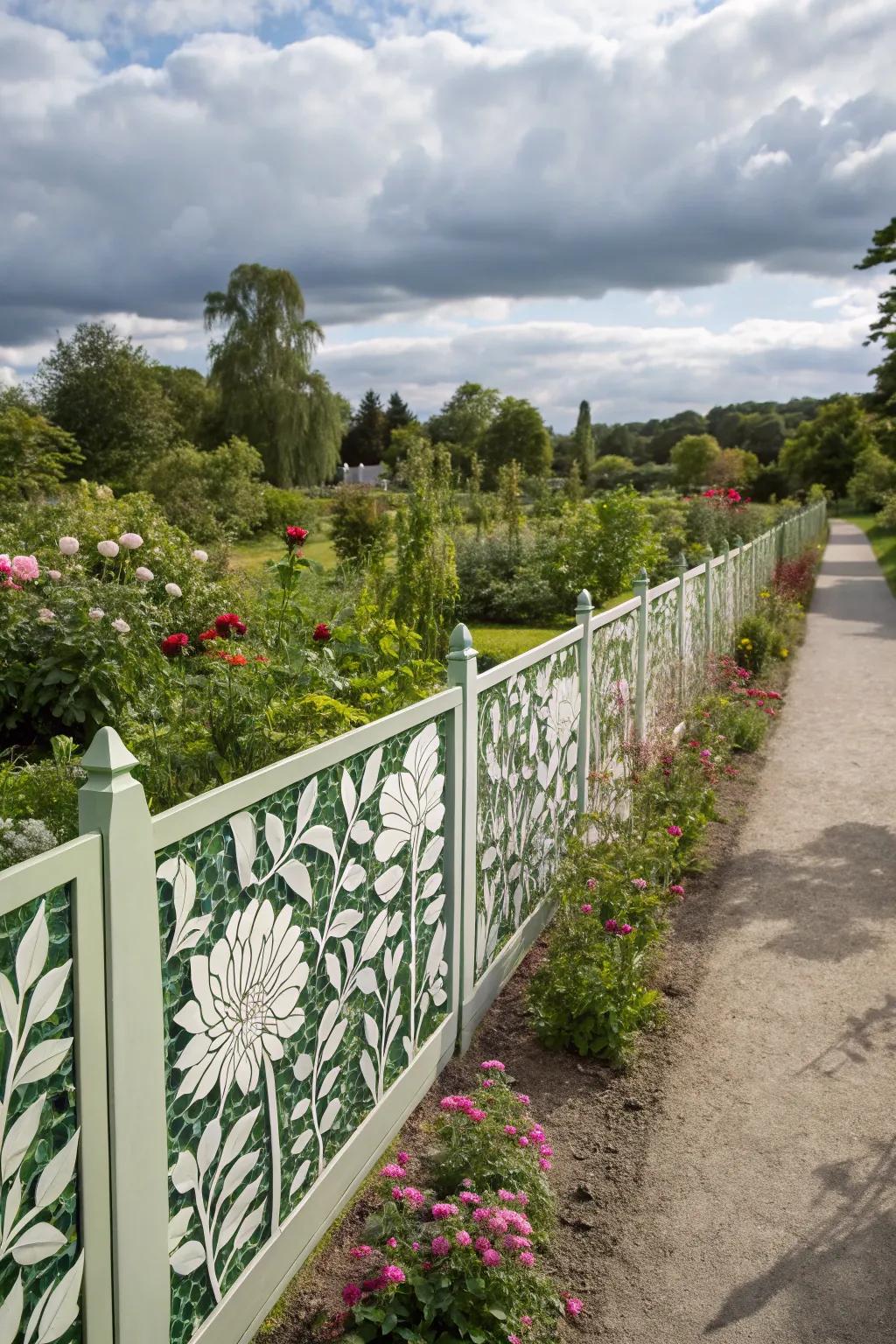 Botanical stencils add intricate natural details.