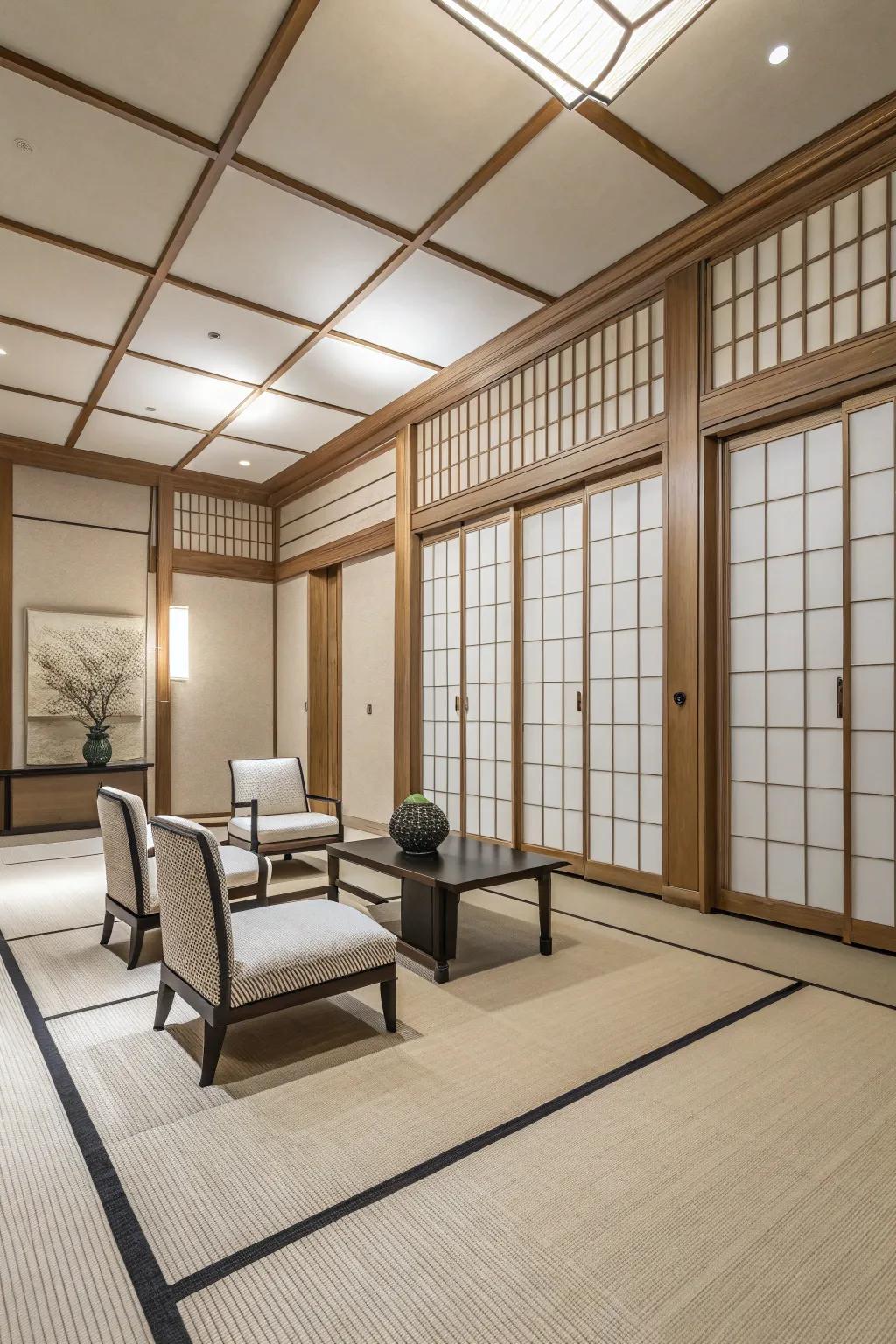 Area featuring stylish straight line panel themes.