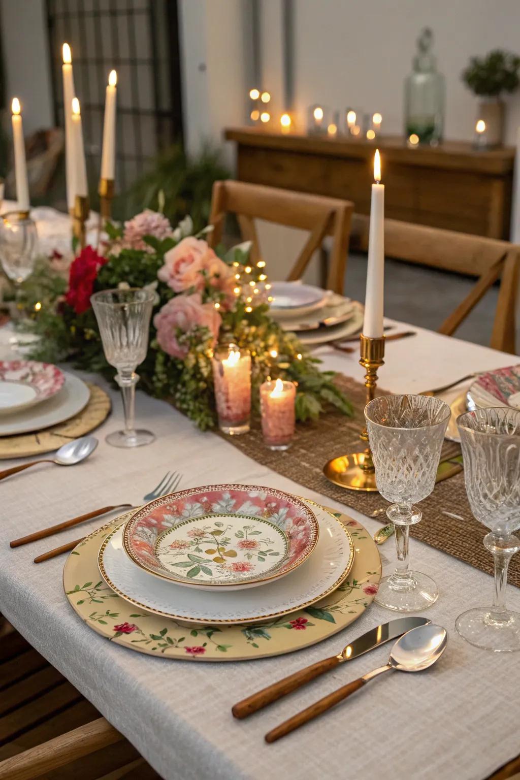 Thematic tableware enriching the overall dining affair.