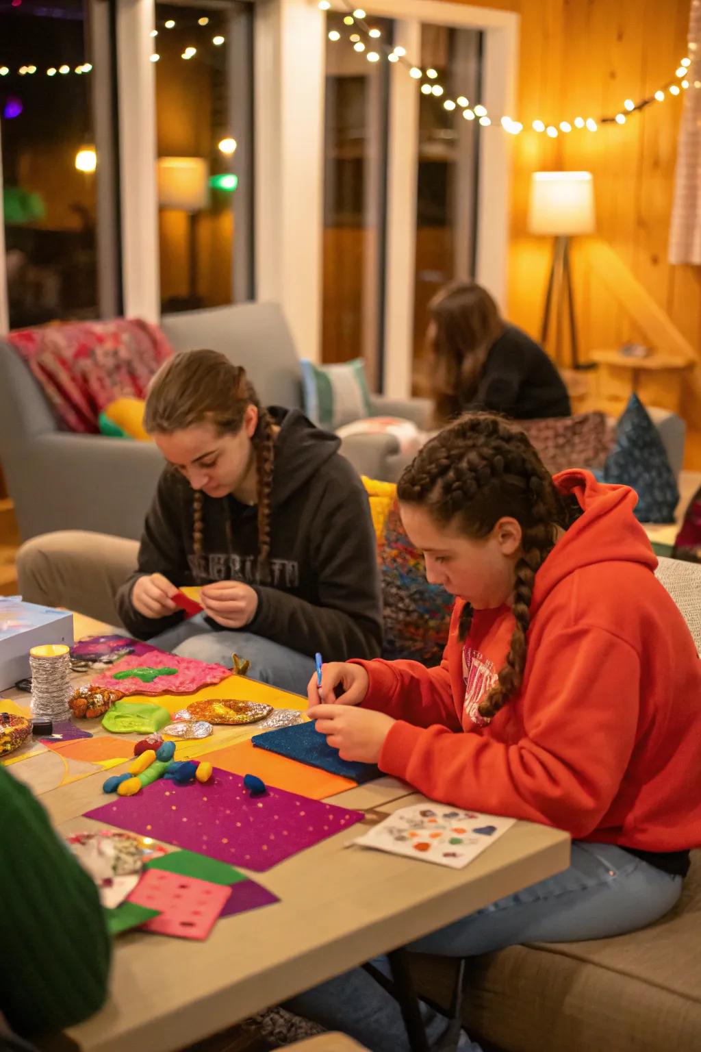 Teenagers producing singular artistry throughout a construct it yourself innovative evening.