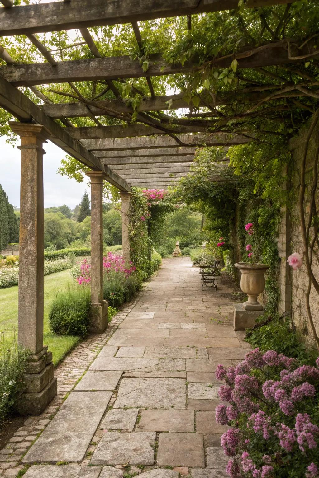 A stone floor gives your shade a rustic, charming appeal.