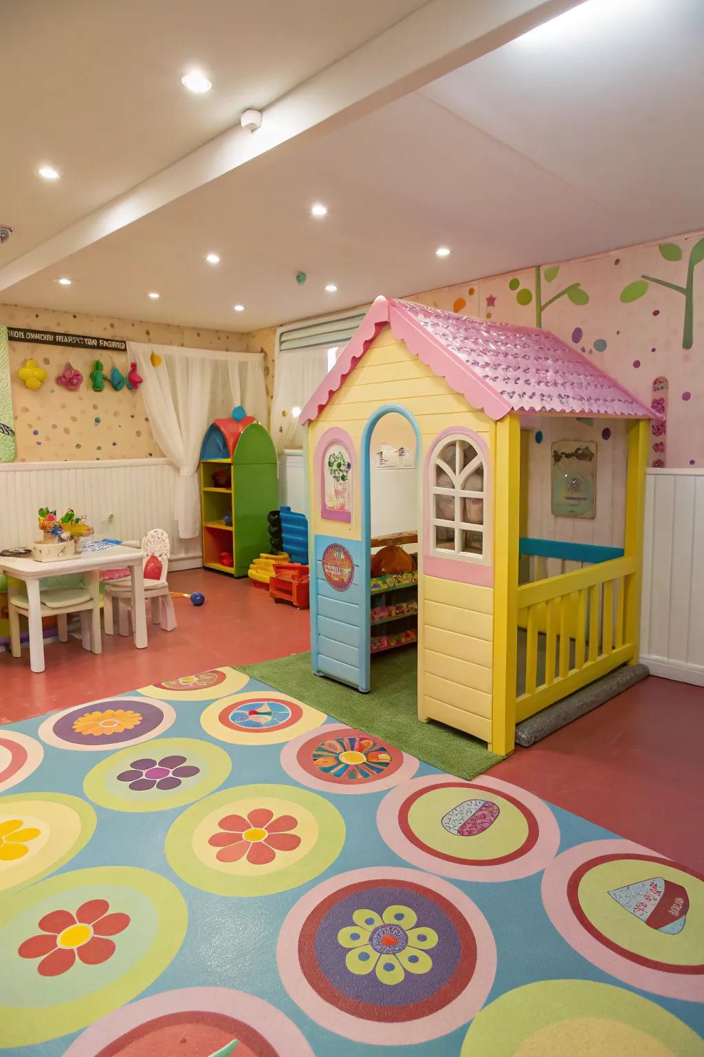 Vinyl floor covering: Splashing color and charisma across indoor play landscapes.