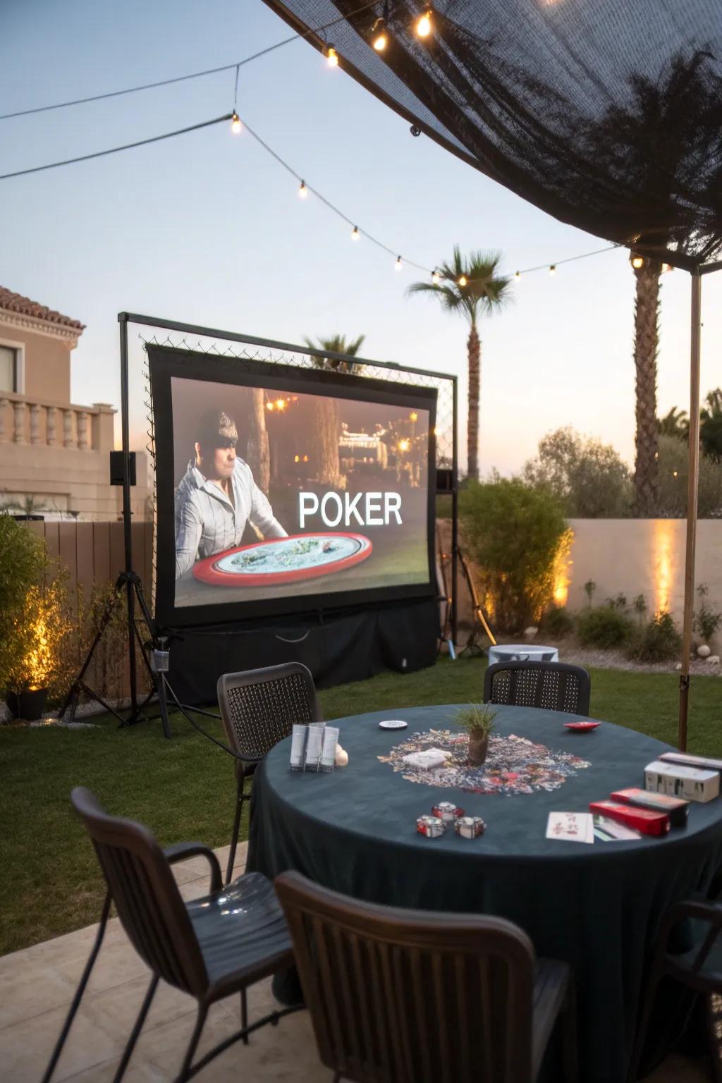 Enhance the atmosphere with cinema beneath the stars.