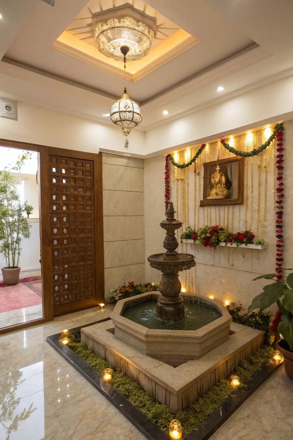 Water elements for added tranquility and calmness.