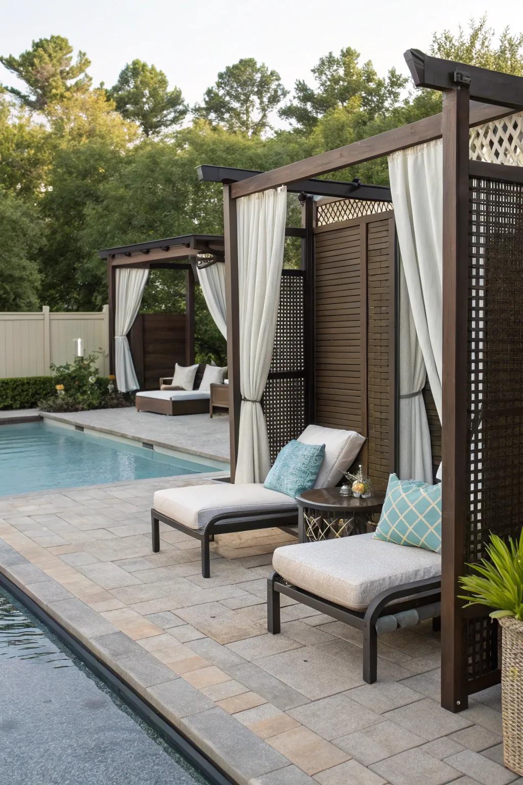 A private nook featuring screens and seating for peaceful relaxation.