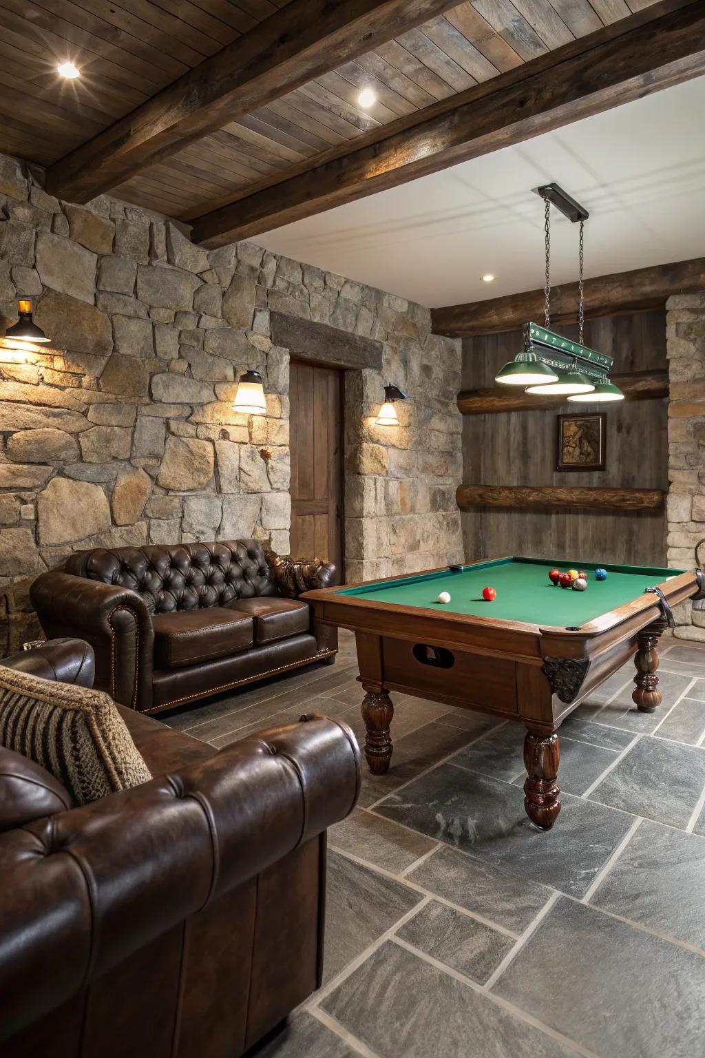 Textures make your pool table room feel and look rich.