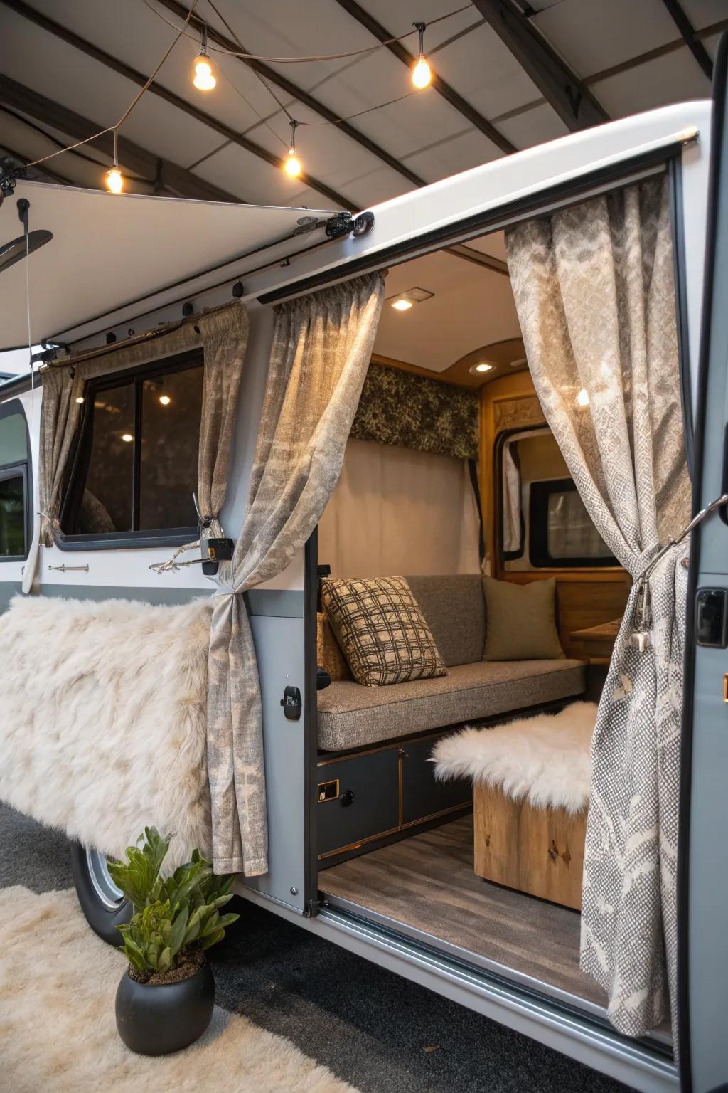 Luxurious touches create a more indulgent camper experience.