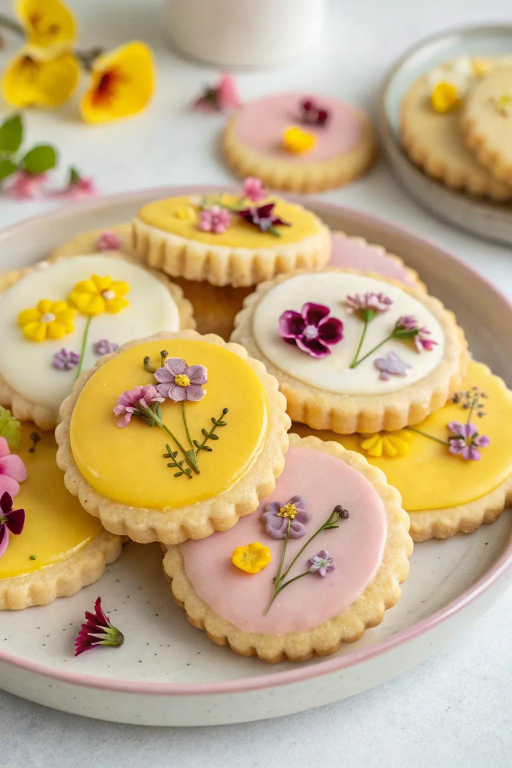 Pastel citrus cookies provide a refreshing and vibrant treat.