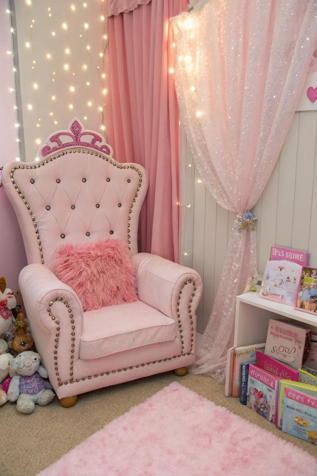A plush throne offers a royal seating option.