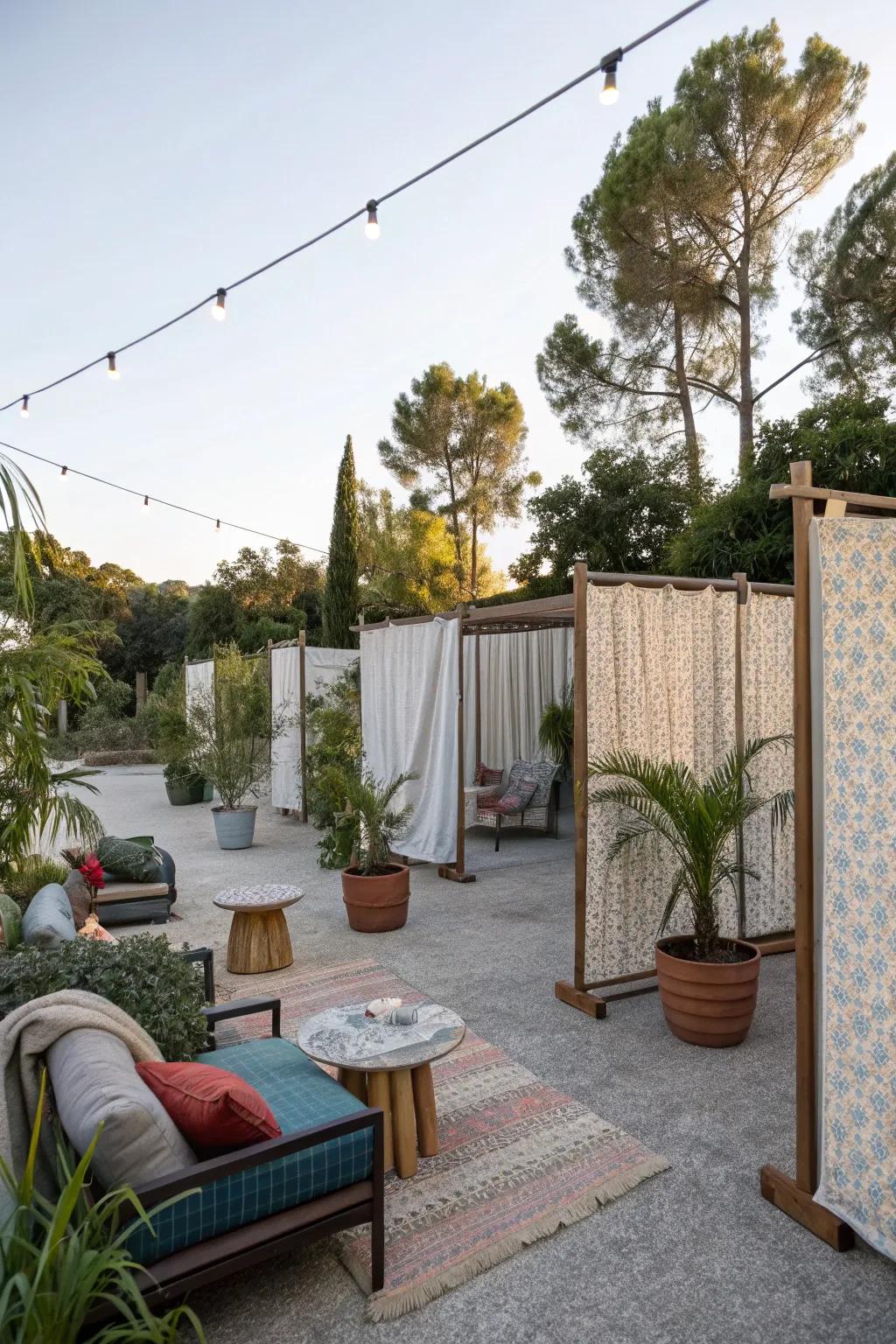 Material screens offer simple and effective privacy solutions.