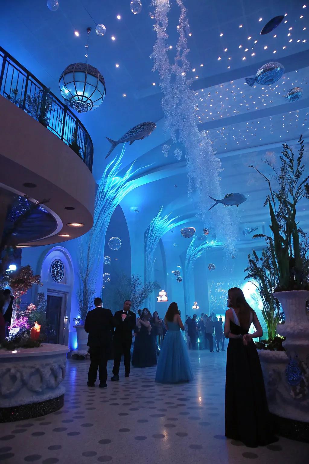 Transport attendees beneath the waters utilizing an aquatic fantasy design.