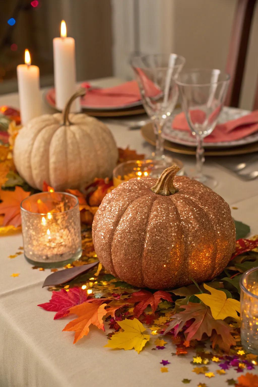 Glam shine pumpkins great for parties.