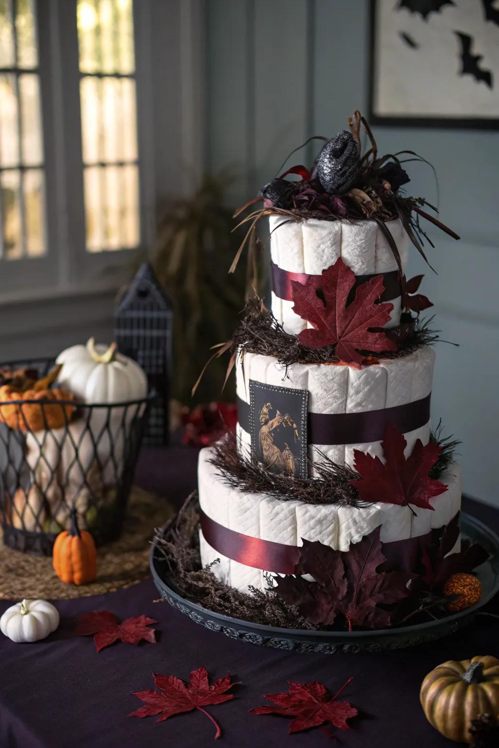 Gothic autumnal diaper creations deliver a daring and dramatic declaration.