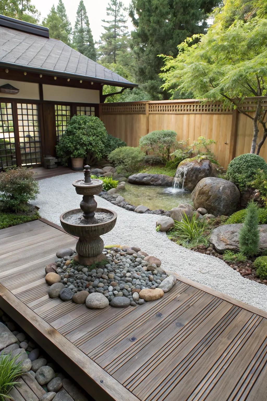 Attain tranquility via a Zen garden on your deck.