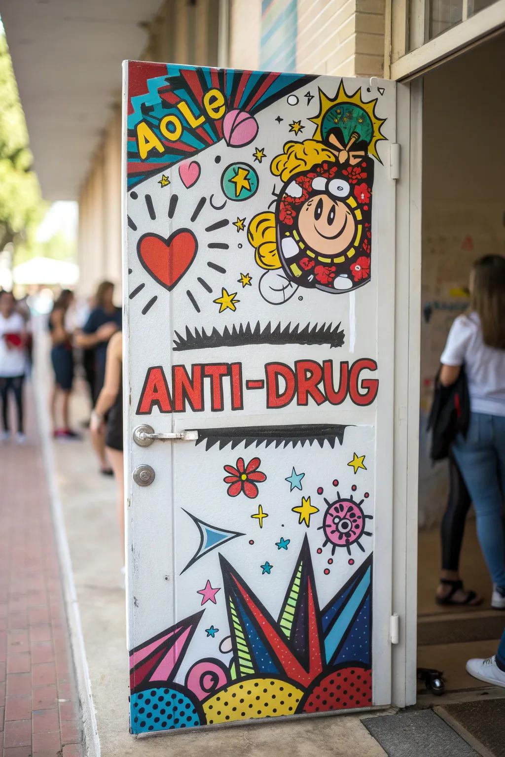 Make a powerful declaration with a door influenced by pop art designed to grab attention.
