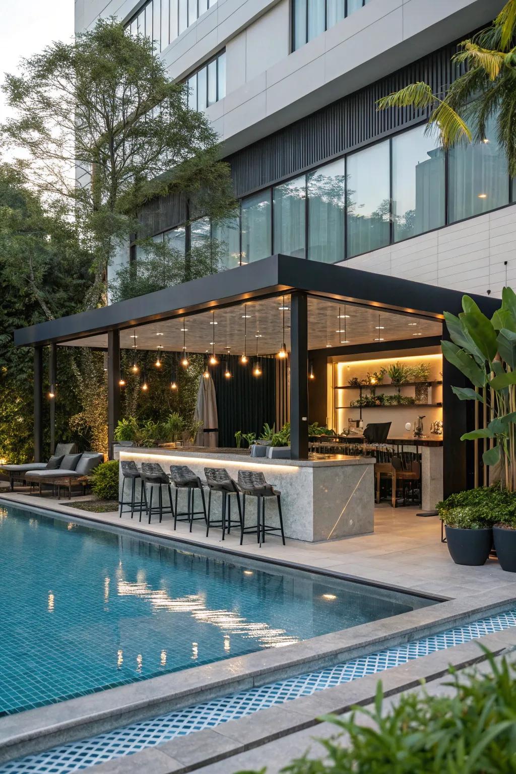 Bring the resort experience home with a swim-up bar.