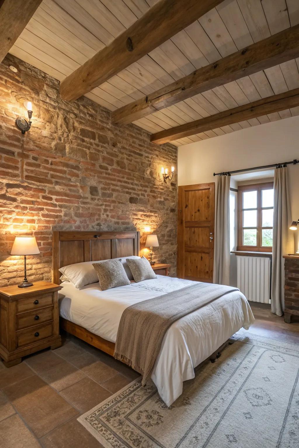 Rural structure infused via a brick wall.