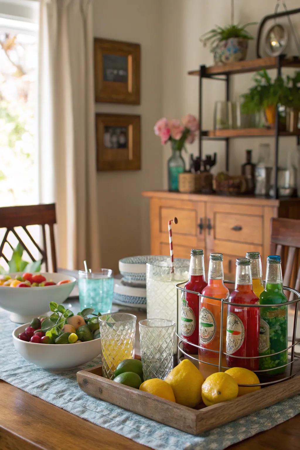 Add a personal touch using a self-serve drink bar for your guests.