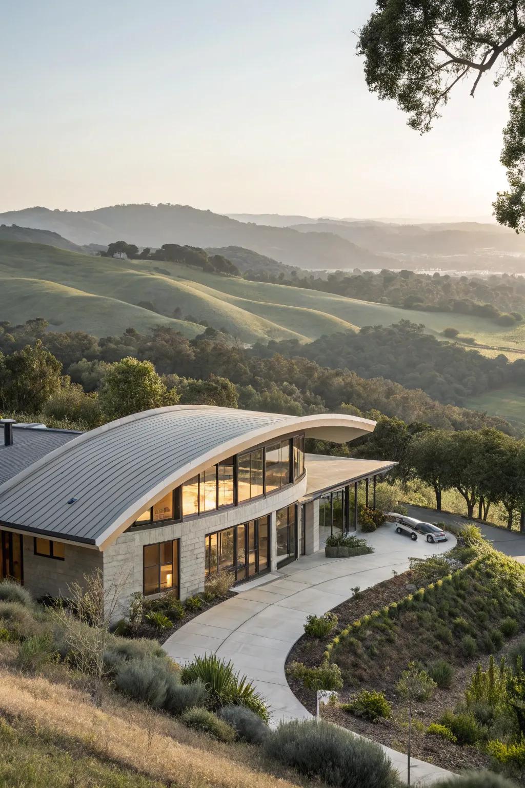 Arched roofs propose subtle lines and a contemporary accent.